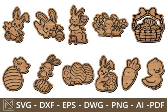 10 Easter Bunny Chick Laser Cut Designs