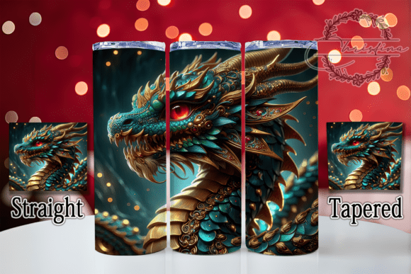 3D Blue Metallic Fantasy Dragon Tumbler: Elevating Drinkware Design with Digital Art