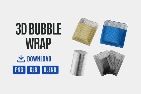 3D Bubble Wrap Packaging Set 04 Overview