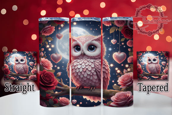 3D Cute Valentine Owl Tumbler Design