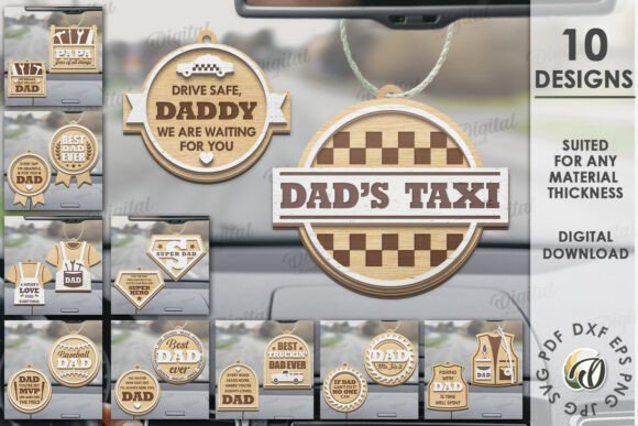 3D Father's Day Car Charms Bundle