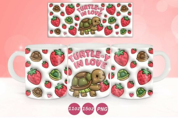 3D Inflated Valentine Turtle Mug Wrap