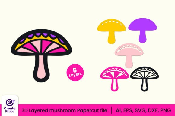 3D Layered Mushroom Papercut File SVG
