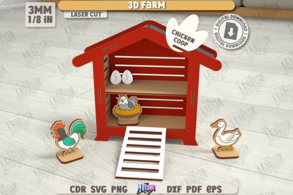 3D Layout Chicken Coop Model Laser Cut