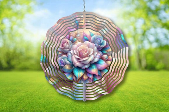 3D Roses Flowers Wind Spinner PNG Design