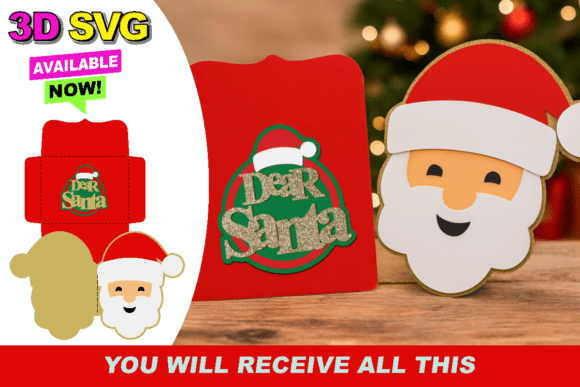 Dear Santa Christmas Card 3D SVG