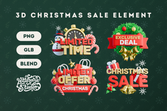 Evaluating 3D Christmas Sale Element 04 for Holiday Design Projects