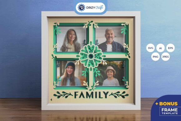 Family Photo Frames 3D Layered Paper Cut