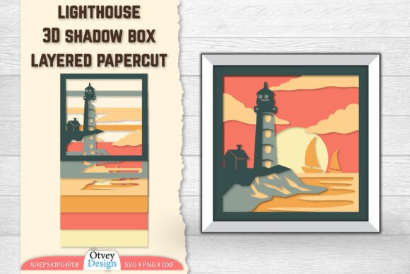 Lighthouse 3D Shadowbox Layered Papercut