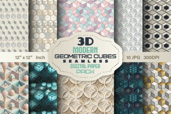 Modern 3D Geometric Cube Hexagon Pack: Elevating Design with Dimensional Depth