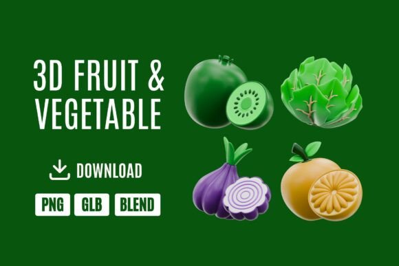 Revitalizing Digital Design with Fresh 3D Fruit Vegetable Icons Pack 4