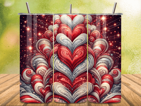 Stacked Hearts 3D Valentine Tumbler Wrap: A Digital Design for Creators