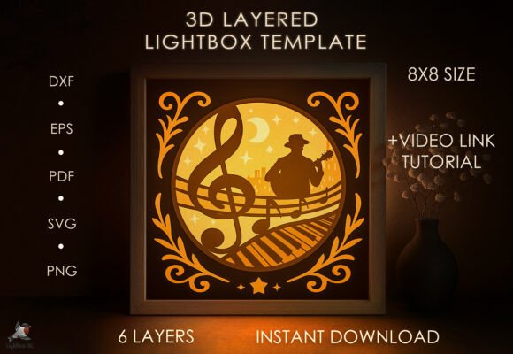 Strategic Design: Leveraging the 3D Guitarist Shadow Box SVG Template for Creative Impact