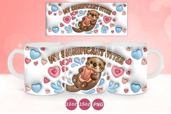 Transforming Valentine's Gifts with the 3D Inflated Valentine Otter Mug Wrap PNG