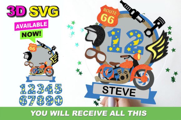 Vintage Motorcycle Cake Topper 3D SVG: The Ultimate Digital Asset for Creators