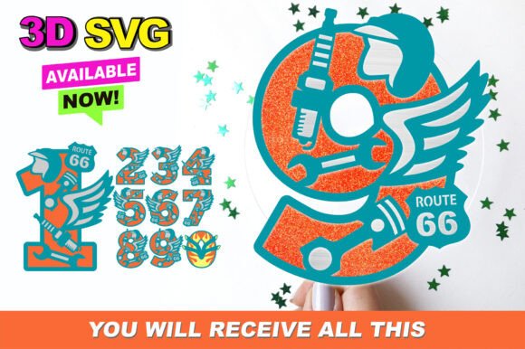 Vintage Motorcycle Numbers 3D SVG Guide